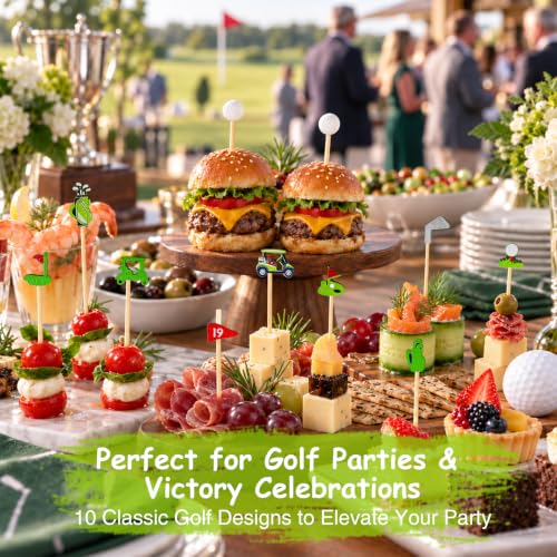 Golf-Themed Cocktail Picks - 200 Bamboo Appetizer Skewers for Parties