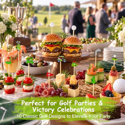 Golf-Themed Cocktail Picks - 200 Bamboo Appetizer Skewers for Parties