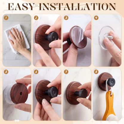 LEIFIDE Christmas Wreath Hangers Set - Brown Suction Cup Hooks, 1.97 Inch