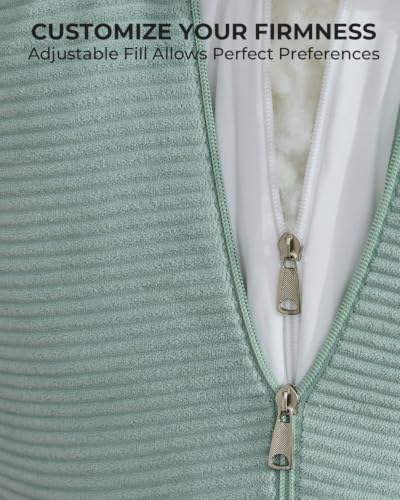 Reading Pillow for Bed with Arms - Mint Green, 4-Zone Support, Adjustable Fill