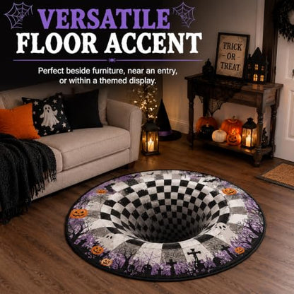 Skeleton 3D Halloween Rug Optical Illusion Floor Decor 47.2in - Style A