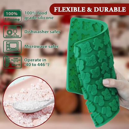 Mini Christmas Candy Molds 2PCS, Silicone 72 Cavity Chocolate & Gummy Set