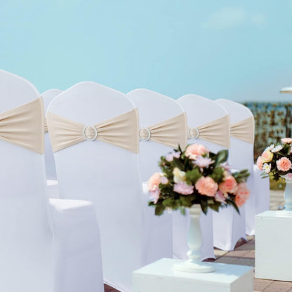 Babenest Spandex Chair Sashes - 30PCS Premium Stretch Covers with Buckle Slider for Weddings & Events | Champagne