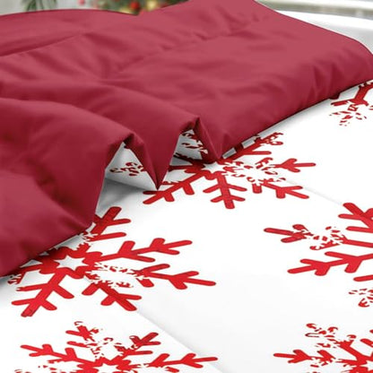 King Snowflake Christmas Comforter Set with Sheets - Cozy Holiday Bedding
