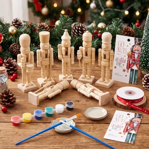 Christmas Nutcracker Painting Kit - 24 DIY Wooden Nutcrackers with Paints & Accessories