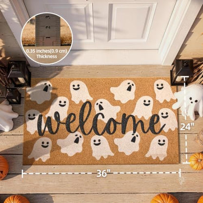 Halloween Ghost Door Mat - 24 x 36 Inch Welcome Mat for Outdoor Entrance