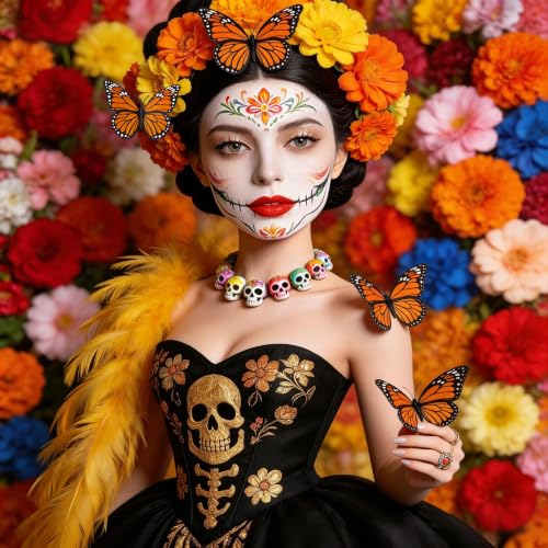 Dia De Los Muertos Monarch Butterfly Wall Decorations - Set of 12
