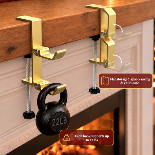 MIAOW Gold 4 Pack Stocking Holders for Mantle, Garland Hooks & Hangers