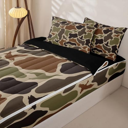 Duck Hunting Army Camo Twin Comforter Set with Zipper Bedding - Camo 48