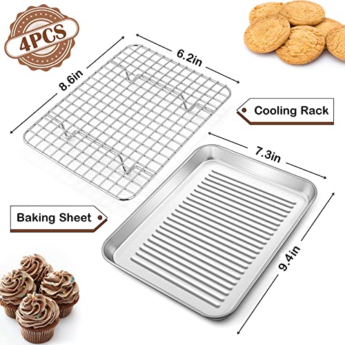 E-far Stainless Steel Baking Sheet with Rack Set of 4