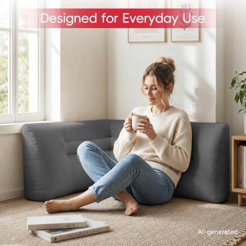 Reading Pillow for Couch Corner with Support & Pocket - Ergonomic Lumbar Cushion