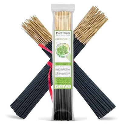 Citronella Exotic Incense Sticks 11 Inch - Bulk 1 Bundle 85 to 100 Sticks - Natural 11" Long Lasting Aroma That Burns for 45 to 60 Minutes.