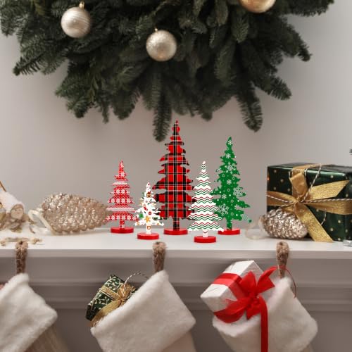 Indoor Wooden Christmas Tree Set - Rustic Holiday Decor, 5 Sizes