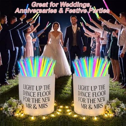 GlowStick Wedding Baskets - Pack of 2 White Felt Storage Bins with Fun Slogan