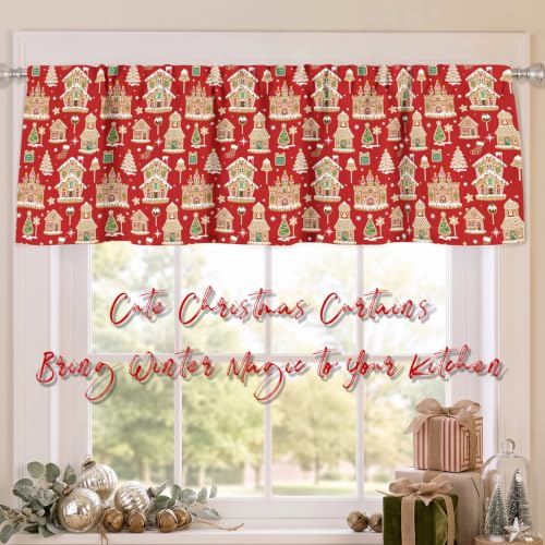 Christmas Kitchen Curtains Sets for Window - Short Curtains with Castles Variation - 3 Pieces