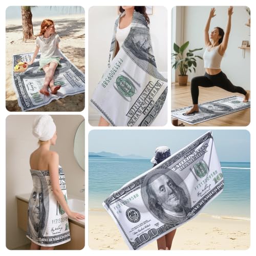 Funny $100 Bill Beach Towel for Kids & Teens – Microfiber Pool & Bath Towel