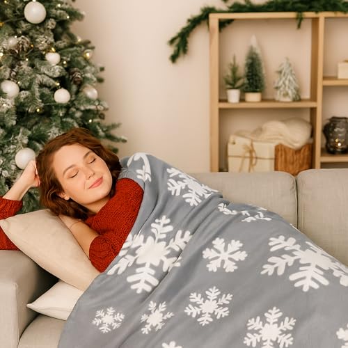 24 Pack Christmas Snowflake Throw Blankets - Gray, 50x60 Inches
