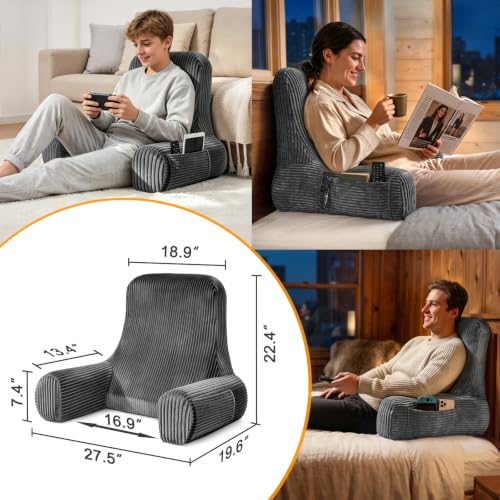 Reading Pillow for Bed Sitting Up with Back Support and Arms