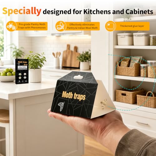8 Pack Sticky Clothes & Pantry Moth Traps with Pheromone Lure - Effective Pest Control