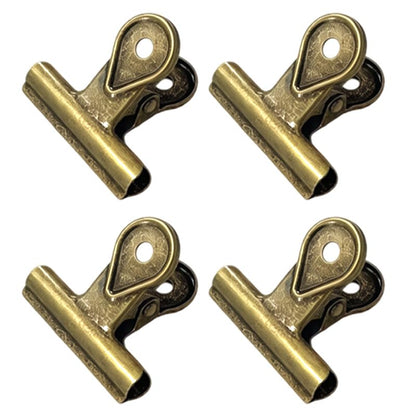 Vintage Bronze Bulldog Clips 4-Pack - Multi-Purpose Binder Clamps for Office, Kitchen & Crafts