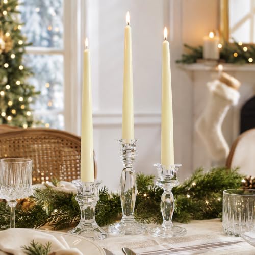 Ivory Taper Candles 0.87x10 Inch - Dripless Unscented Candle Sticks, Pack of 4