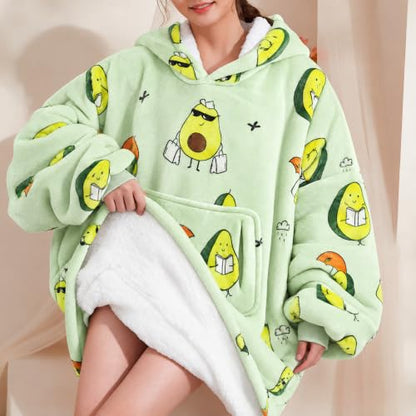 Narecte Avocado Oversized Hoodie Blanket for Adults - Wearable Cozy Throw