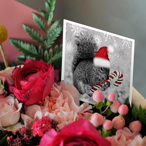 Christmas Squirrel Greeting Card with Envelope - Holiday Winter Scene