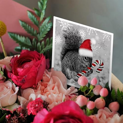 Christmas Squirrel Greeting Card with Envelope - Holiday Winter Scene