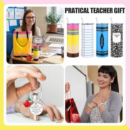 Sieral Christmas Teacher Gifts Set - 4 Skinny Tumblers & Holiday Accessories