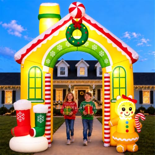 10FT Christmas Inflatable Gingerbread House Archway Outdoor Decoration