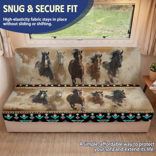 Aztec Western Horse RV Couch Cover 2-Piece Slipcover Set for Sofa Bed
