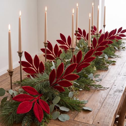 Red Velvet Christmas Tree Picks 16 Pack - Fluffy Holiday Decor
