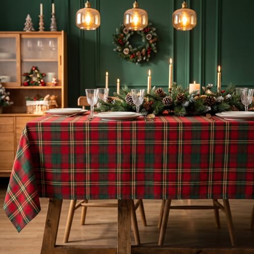 Waterproof Christmas Rectangle Tablecloth 60x84 inch - Gold, Spill-Proof Holiday Decor