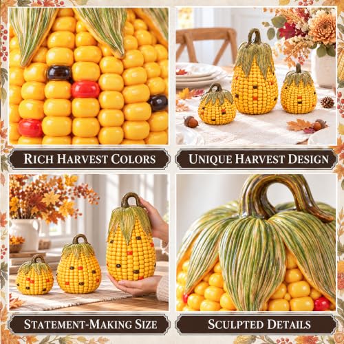 Fall Pumpkin Decor Set - 3 Pieces for Autumn Home & Holiday Display
