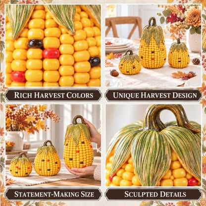 Fall Pumpkin Decor Set - 3 Pieces for Autumn Home & Holiday Display