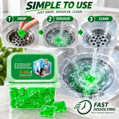 Bio-Enzyme Drain Deodorizer Pods 2pcs - Long-Lasting Fresh Scent for Kitchen & Bathroom Drains