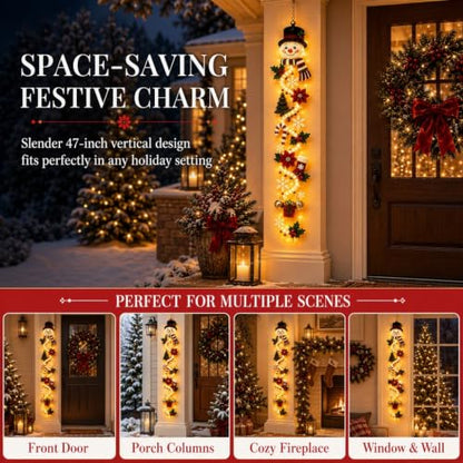 Lighted Snowman Christmas Door Hanger – 3D Holiday Decor with Warm LED Light, 1PC