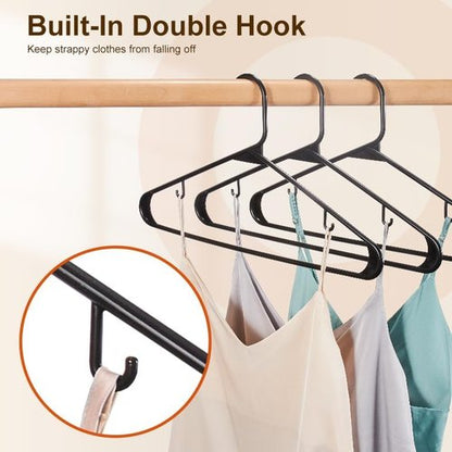HOUSE DAY Black Plastic Hangers - 60 Pack Non-Slip Durable Clothes Hangers | Space-Saving Closet Organizer