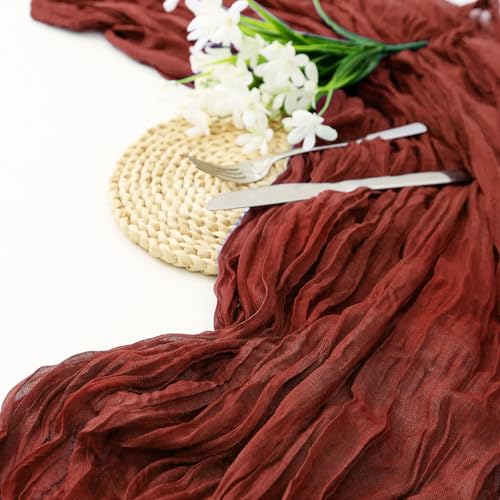 Fall Table Runner Cheesecloth Terracotta 10FT Thanksgiving Decor