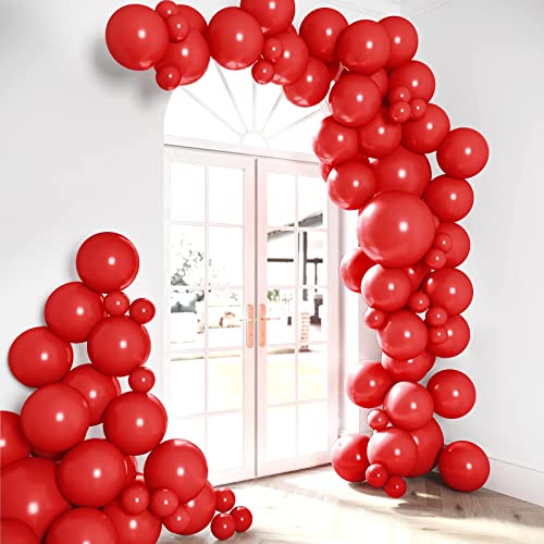 Cherry Red Balloon Set for Christmas Party Decorations - 5/12/18 Inch Matte Balloons with Variation: Cherry Red
