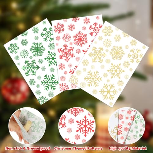 300Pcs Christmas Candy Wrappers - Festive Wax Paper for Homemade Treats - 4.92 x 3.54 inches - Red, Green, Gold - Variation of 300