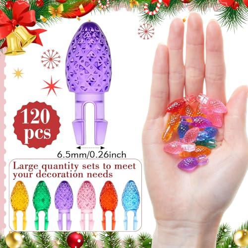 120 Pcs Plastic Flame Christmas Tree Bulbs - Multicolor, Medium