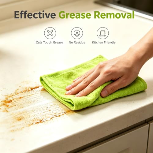 Reusable Microfiber Cleaning Cloths Roll - 20 Green Tear-Off Towels