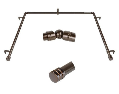 Bay Window Curtain Rods, HOTOZON 7/8 Inch Heavy Duty Curtain Rods for Bay Windows 48-84 Inch(Center Rod), 32-58 Inch Side Rods for Windows, Decorative Drapery Rod with End Cap Finials, Antique Bronze