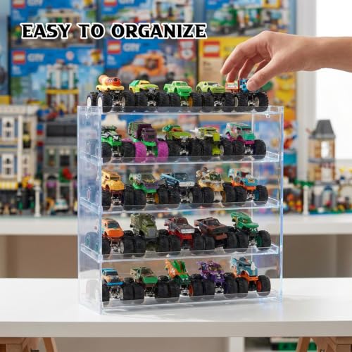 Monster Trucks Display Case for 1:64 Scale Toy Storage Organizer Shelf