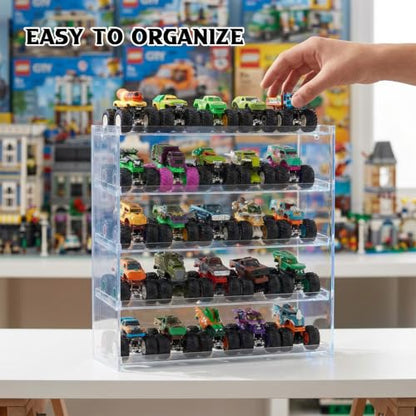 Monster Trucks Display Case for 1:64 Scale Toy Storage Organizer Shelf
