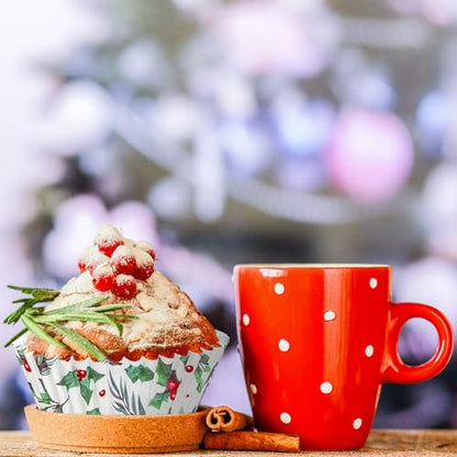 Christmas Cupcake Liners Holly Print Watercolor Bakeware Holders 300pcs