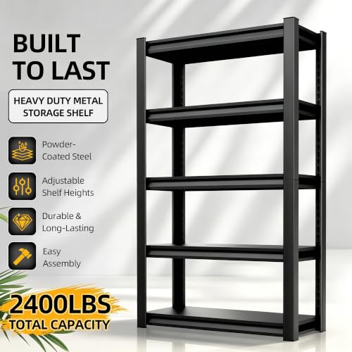 40-Inch Garage Shelving Unit with 5 Steel Adjustable Shelves – Heavy-Duty Storage Rack