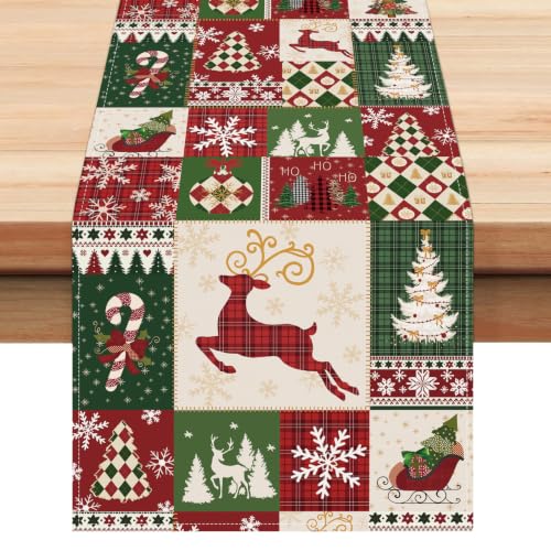 Christmas Reindeer Table Runner 13x72 Inch - Holiday Decor for Dining