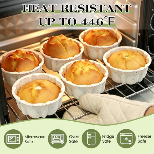 Mini Silicone Flan Molds Set - 25 Pack, 4 Inch Reusable Nonstick Baking Cups - Cream Variation